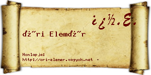 Őri Elemér névjegykártya